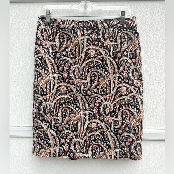 J. CREW Pencil Skirt Sz 6 Feather Paisley Print Navy Blue Multi No. 2 Office - Picture 10 of 13